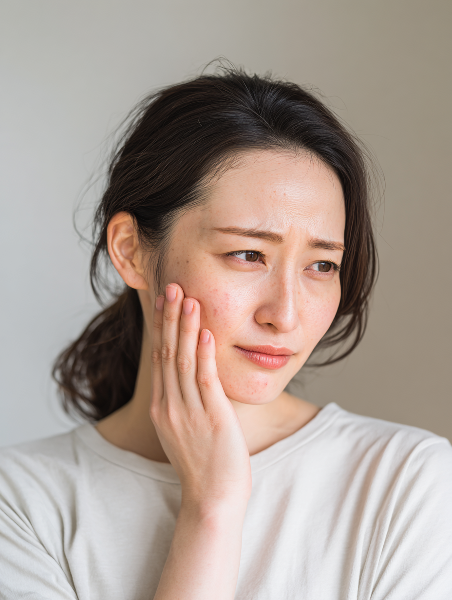 肌に悩む女性